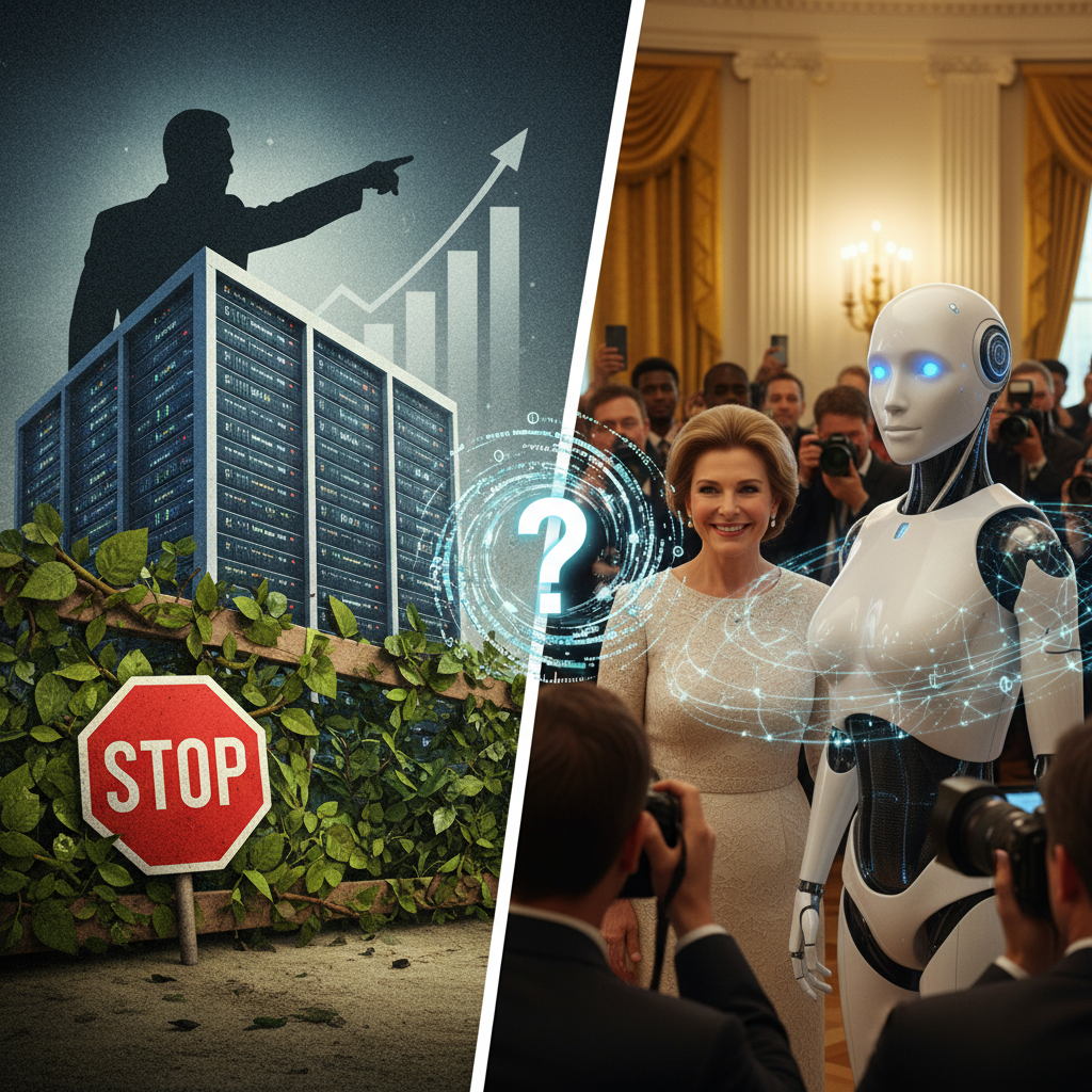 議員提案禁蓋資料中心與第一夫人攜AI機器人亮相白宮的雙重爭議